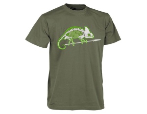 T-Shirt szkielet kameleona Bawełna Olive Green (TS-SKC-CO-02)